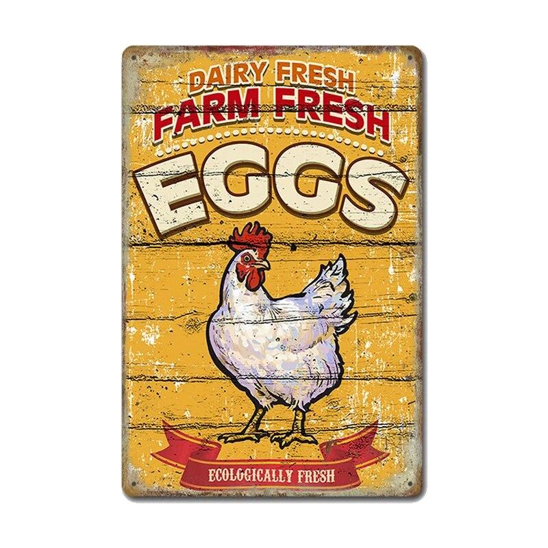 Оловянные знаки с цыплятами, металлический винтажный постер, петух, куриные яйца, ретро-налет, настенные наклейки, живопись для двери фермы, домашний декор