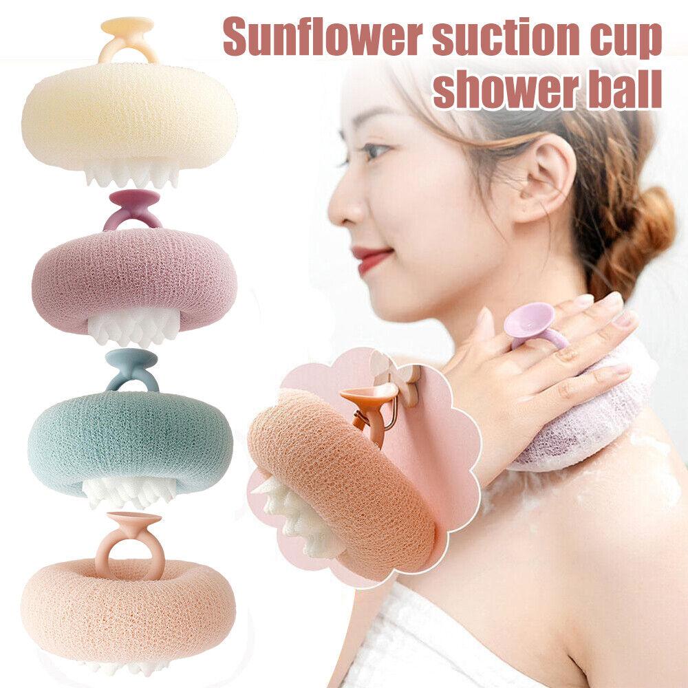 2 в 1 Шарик для ванны с подсолнечником Супермягкое отшелушивающее полотенце для душа с присоской
