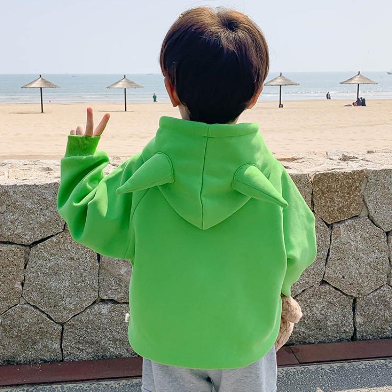 Детские толстовки с капюшоном, повседневный однотонный однотонный топ с длинными рукавами, простой и милый топ