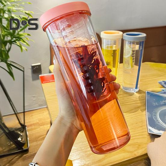 700 мл стакан с трубочкой и встроенным фильтром для складывающейся трубочки, контейнер для чая, легко моется, универсальный стакан с трубочкой для питья