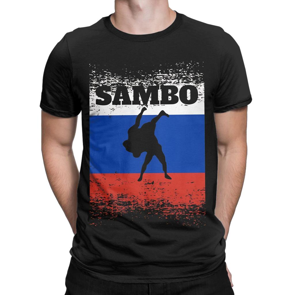 Sambo Russian Fighting Men T Shirts Novelty Tee Shirt Short Sleeve Round Collar TShirts Pure Cotton 4XL 5XL Tops