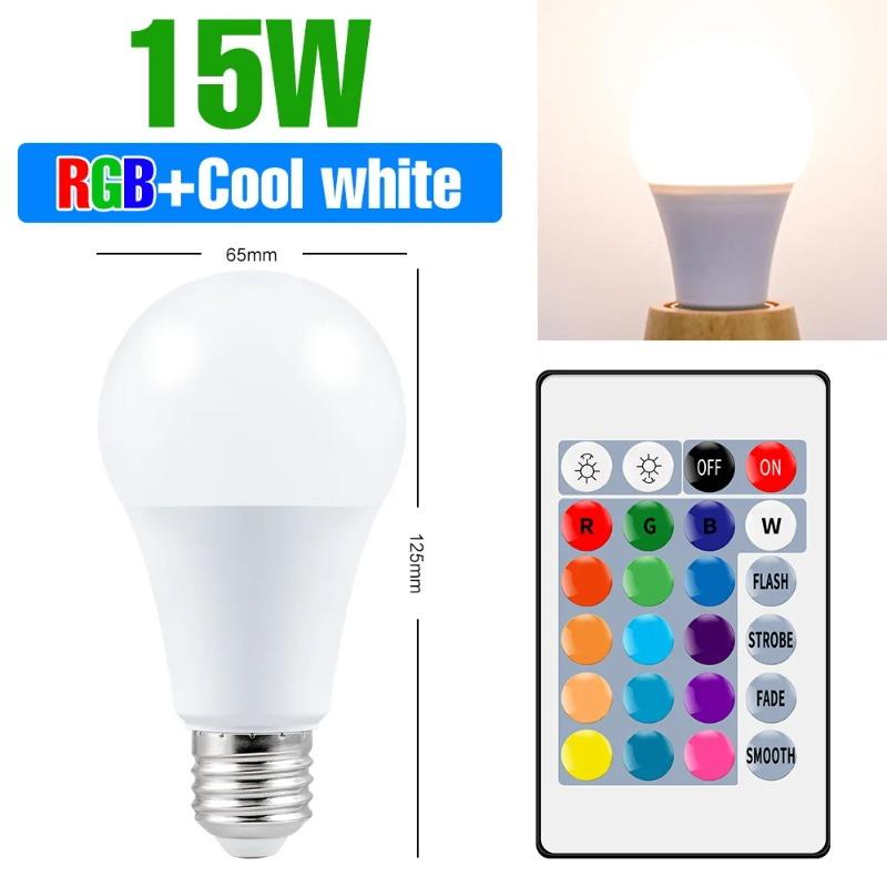 220V E27 Светодиодные лампы LED 3W 5W 10W 15W ИК Пульт управления Изменяемая Цветная RGB Светодиодная лампа Лампа-прожектор Рождественские Хэллоуин атмосферные огни