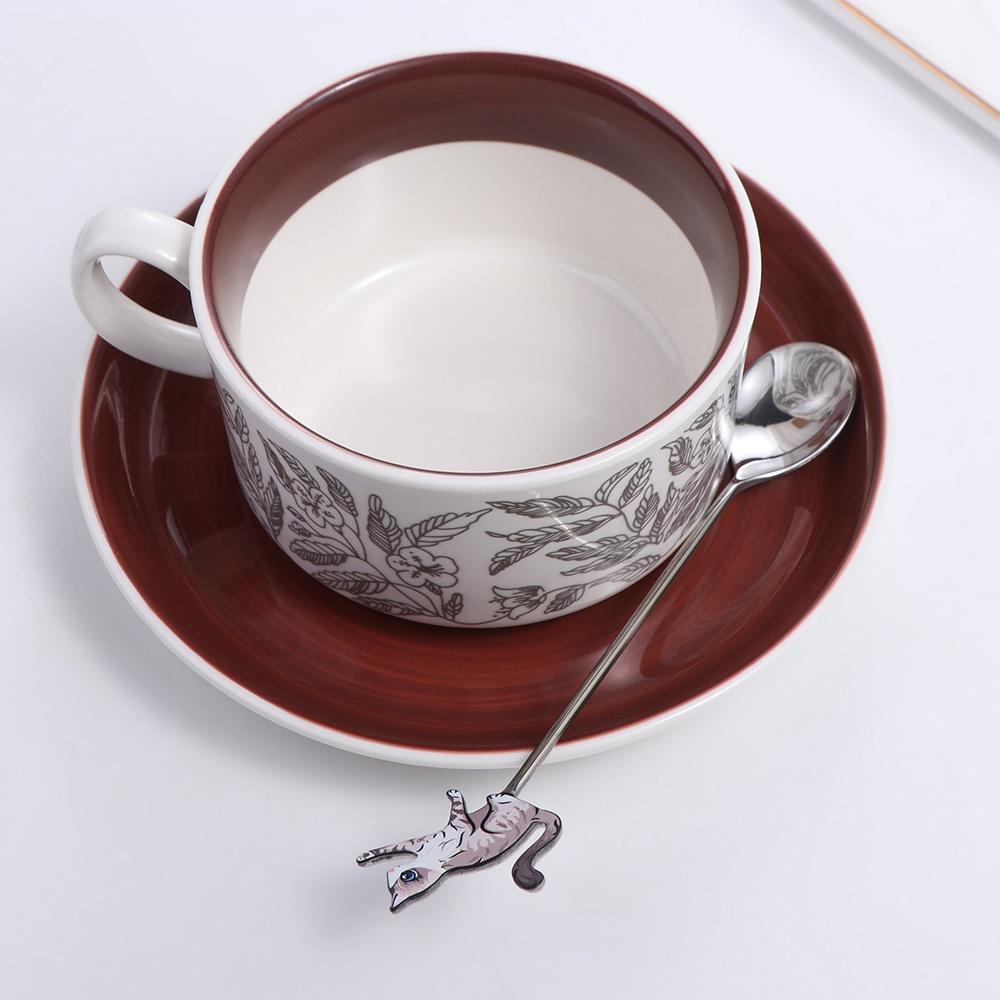 Japanese Korean Style Cat Fish Stainless Steel Spoon Polished Teaspoon Cute Stirring Spoon Cake