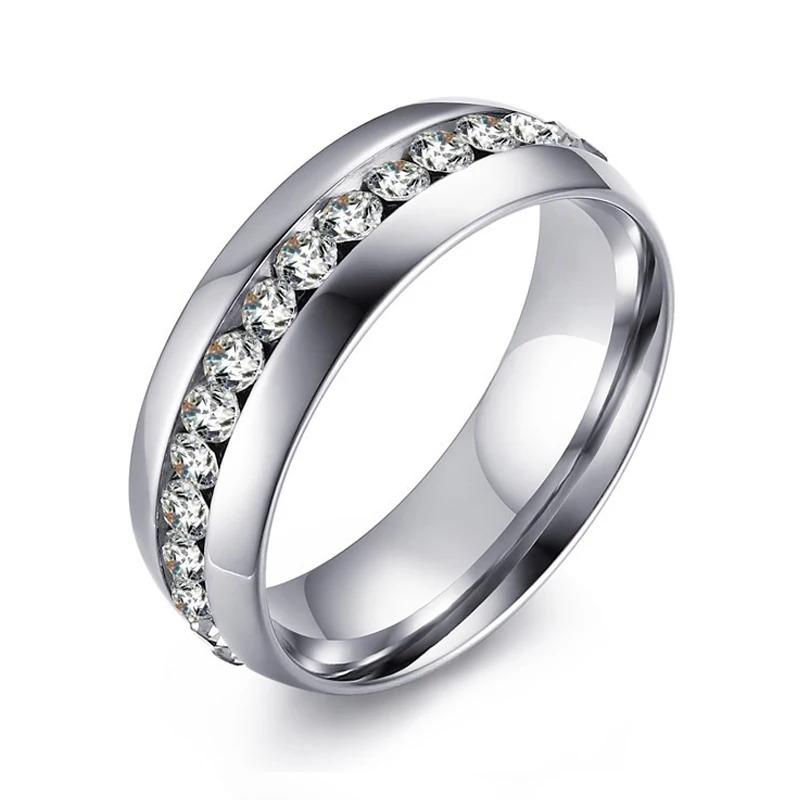 Fashion Couple Rings For Women Exquisite Rhinestones Zirconia Rings Set Simple Men Stainless Steel cz Rings Wedding Band Zircon