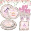 Pink Princess Castle Birthday Party Paper Plate Set Children'S Party Tableware Decoration Party Arrangement
