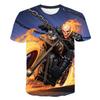 Evil Knight Skull Printed Short Sleeved T-shirt with Flame Pattern Skull Personalized Clothes for Men