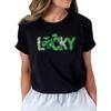 Женская футболка на День Святого Патрика Let's Get Lucked Up Рубашка Ирландский Клевер Забавная Праздничная Счастливая Графическая Футболка Топы