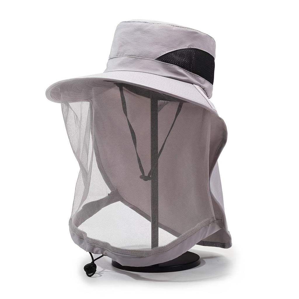 Men'S Mosquito-Repellent Fishing Hat with Face Cover Breathable Mesh Mask for Night Fishing