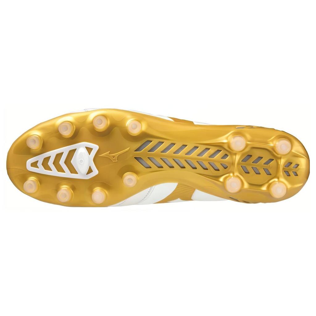 Mizuno Elite Neo2 II Elite MD Round Toe Lace-Up FG (Rubber Long Studs) Natural Grass Anti-Slip Soccer Shoes Men Soccer Shoes White Yellow P1GA232052