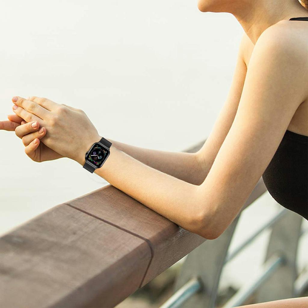 Watch Strap for Apple Watch Series 10 Ultra 9 8 7 SE 6 5 4 3 2 1 46mm 49mm 45mm 44mm 42mm Milanese Metal Band with Buckle