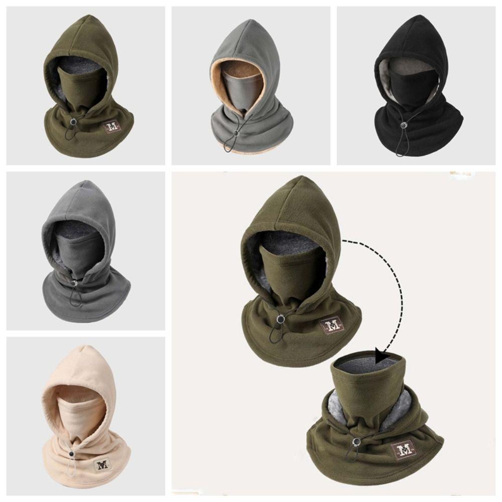 Thermal Hooded Neck Drawstring Pullover Cap Casual Helmet Hat Ski