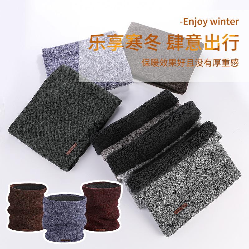 Men and Women's Winter Thicken Warm Double-layer Fleece Lined Neck Gaiter Korean Style Unisex Outdoor Knitted Thermal Neck Warmer