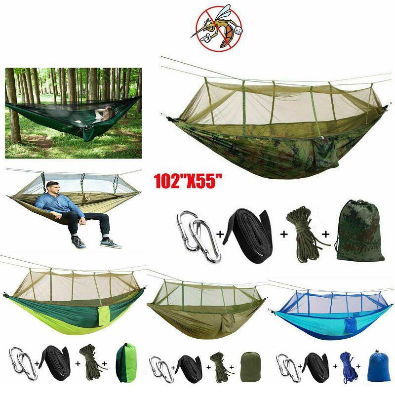 Spacious Double Person Hanging Hammock Bed With Anti-mosquito Net For Camping