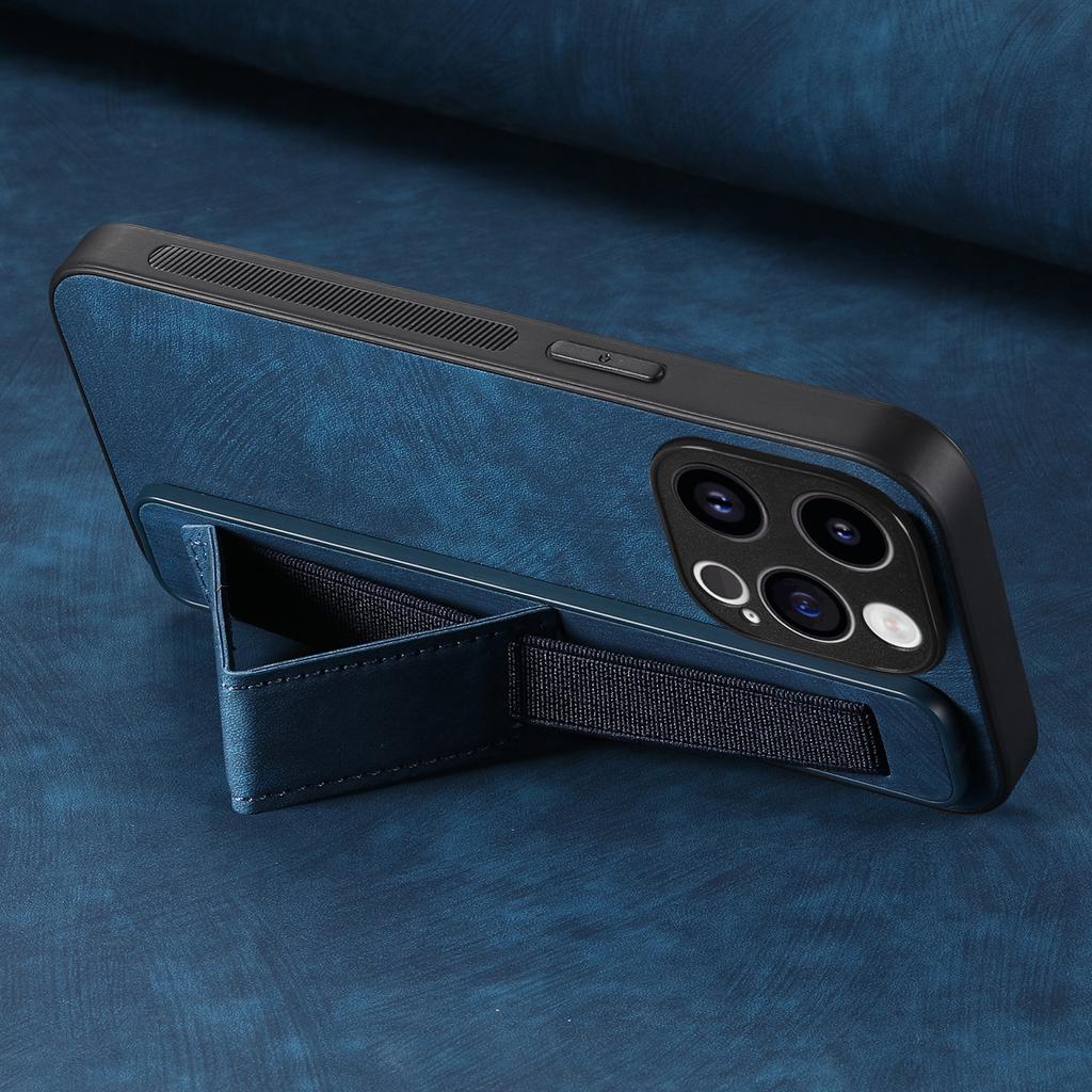 For Google Pixel 9a Case with Wristband Kickstand Leather+TPU Phone Cover