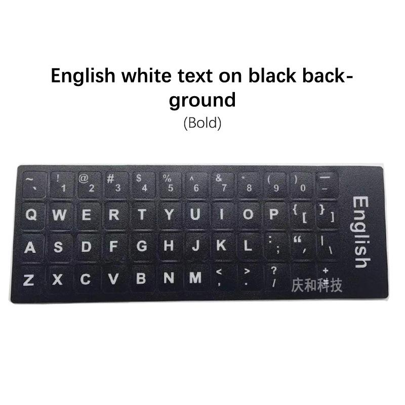Универсальная самоклеящаяся наклейка на клавиатуру из ПВХ, прочный алфавит, черный фон, белая наклейка с буквами для ноутбука