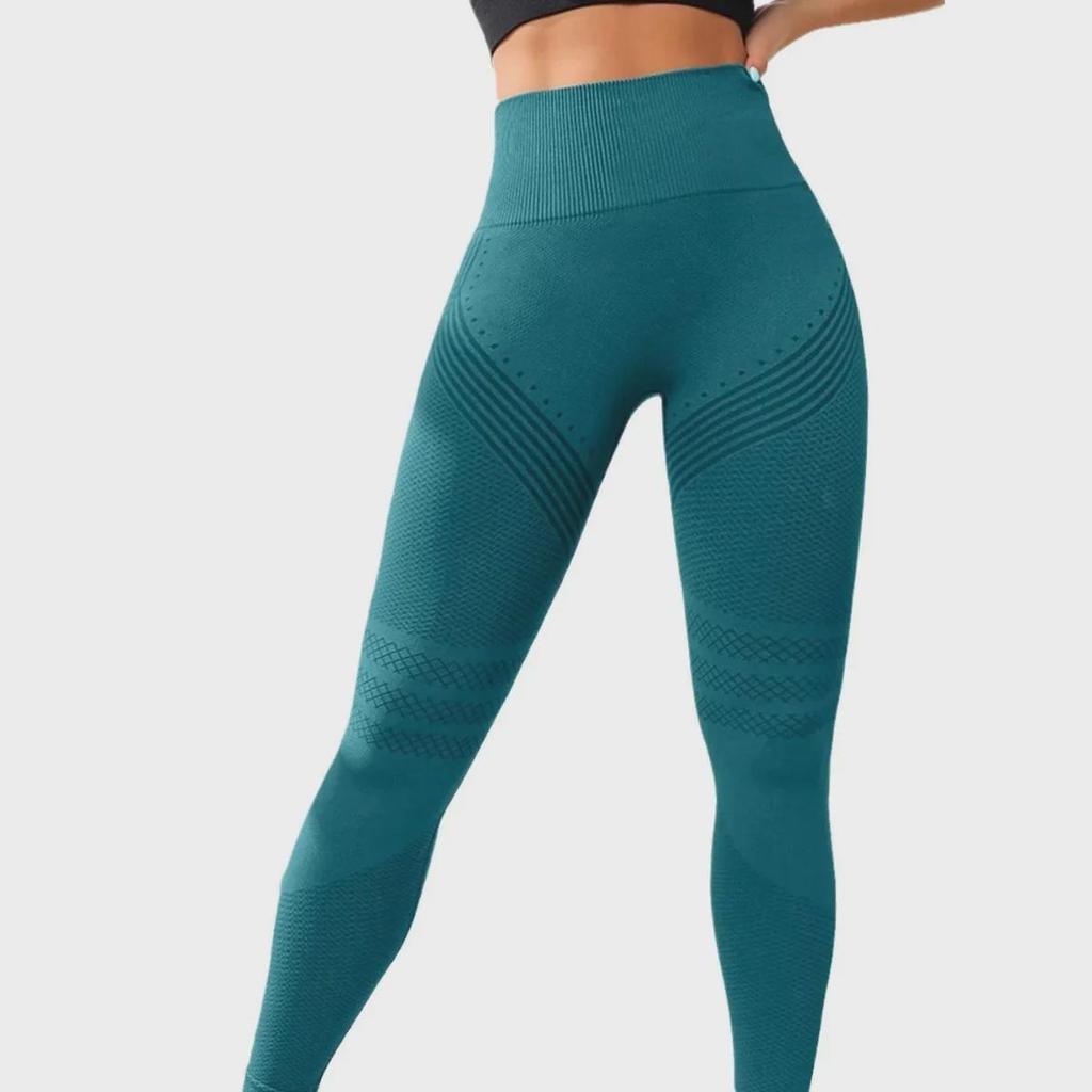 Штаны для йоги с высокой талией персикового цвета на бедрах — женские, быстросохнущие, эластичные, для фитнеса и спорта