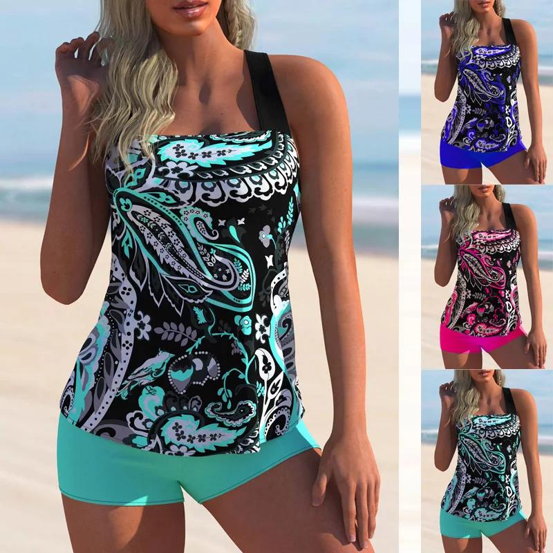Summer Fashion Design Women's Bikini Two Piece Set with Geometric Pattern Printed Swimwear and Sports Beach Wear S-6XL