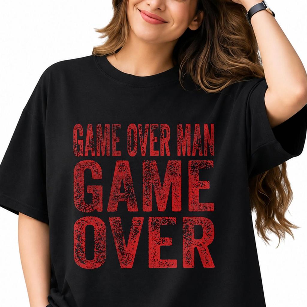 Game Over Man Shirt | Hudson Aliens Movie Quote Graphic Tee | Vintage Sci Fi Gamer Unisex Shirt