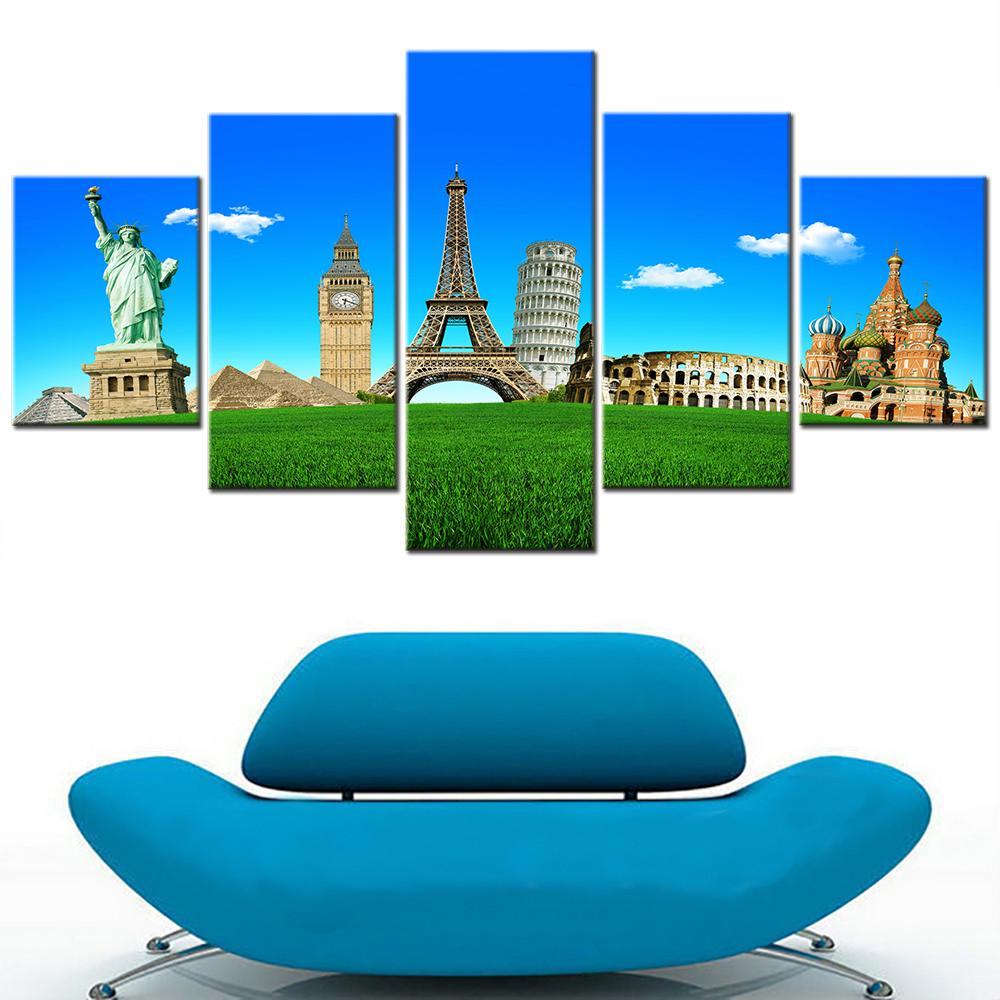 Aesthetic World Famous Landmarks Painting Modular Wall Art Canvas Print Home Decor Room Picture - Painted Scene Poster