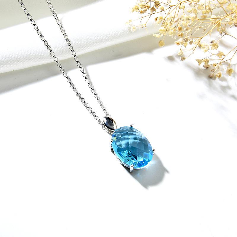 S925 Серебро Инкрустация Драгоценными Камнями Темперамент Простой Женский Комплект Ювелирных Изделий Цвет Серьги С Кристаллами Кольцо Ожерелье Ювелирные Изделия