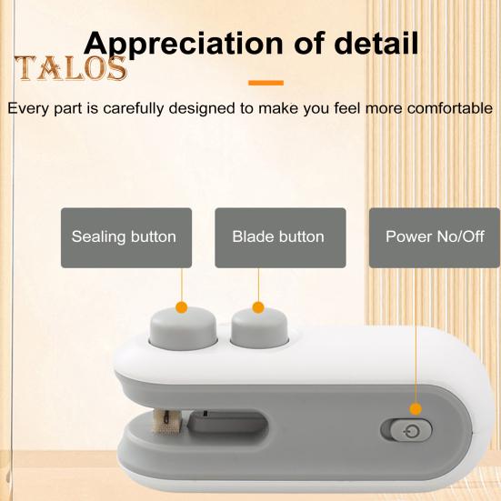 Mini Bag Sealer 2-in-1 Rechargeable Bag Sealing Machine for Snack Bags Portable Handheld Food Sealer Heat Sealing Cutting Plastic Bag