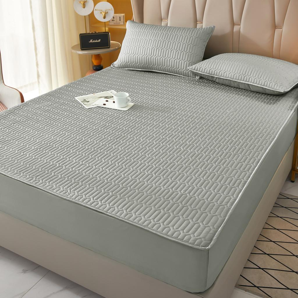 Водонепроницаемый чехол для матраса, простыня на резинке, однотонный защитный чехол для матраса, одинарный/двуспальный/140/160, многоцветный, серый/белый декор