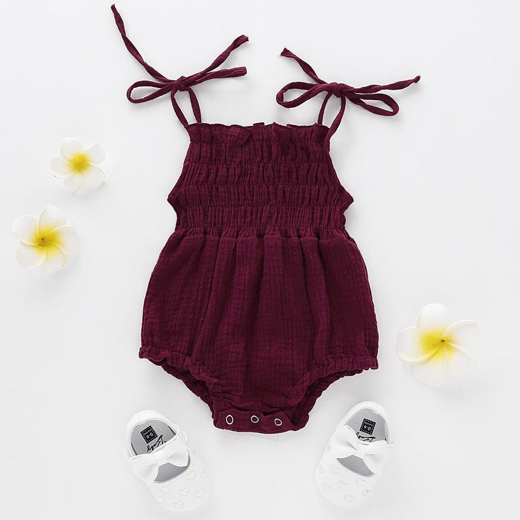 Newborn Baby Girl Clothes Sleeveless Solid Color Strap Romper Jumpsuit One Pieces Outfits Sunsuit Clothes