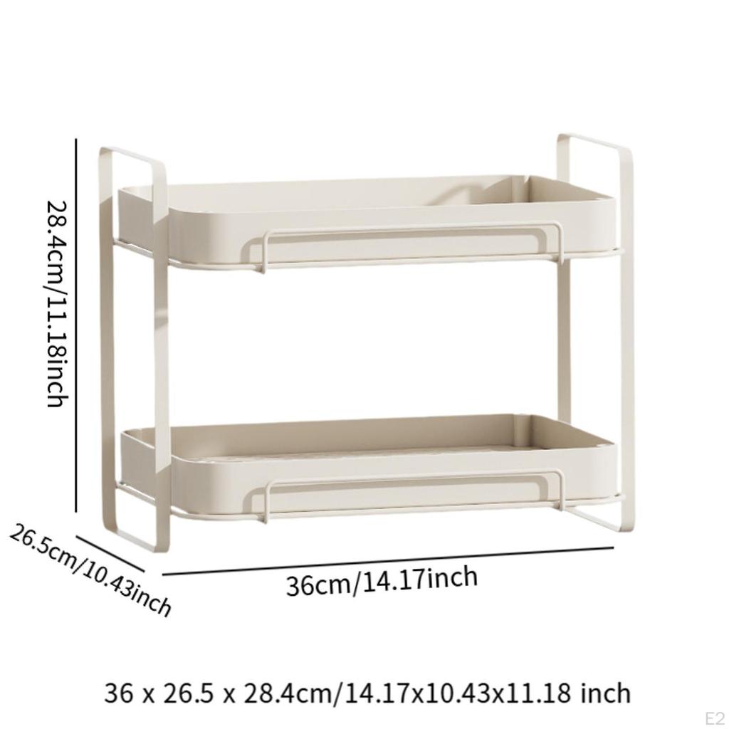Desktop Organizer Rack Tea Cup Storage Elevated Tiered Serving Platter Double Layer