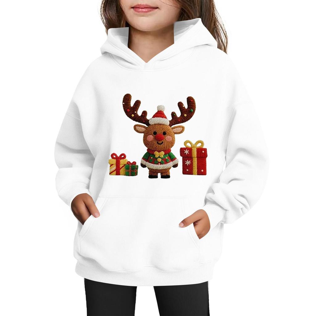 Толстовки для девочек-подростков Худи с длинным рукавом на шнурке Пуловер Милое принтованное Худи оверсайз Рождество