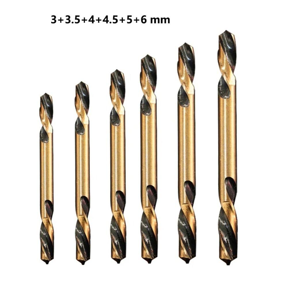 6Pcs Power Tool Twist Auger Drill Bit Set HSS Hole Opener Portable Double Ended Drill Bits