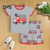2 шт./комплект детский костюм с верхом и брюками, мультяшный рисунок грузовика, пижама с круглым вырезом, короткий рукав, летний наряд, унисекс, повседневная домашняя одежда