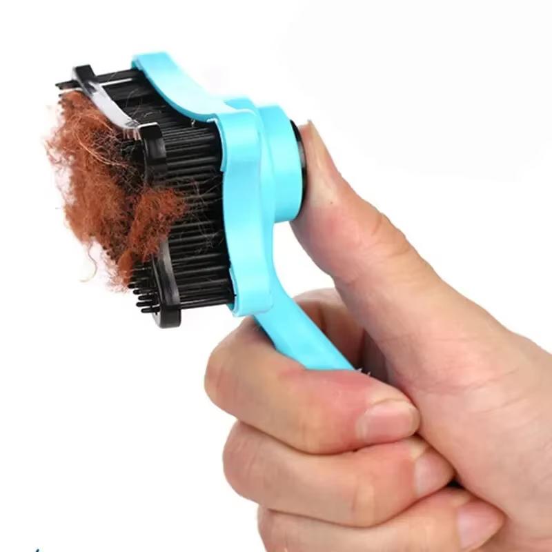 Щетка для собак, щетка для ухода за кошками, самоочищающаяся, антистатическая, массажная расческа, устойчивая, более густая щетина, товары для животных, чтобы удалить выпавшую шерсть