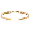 [P0150] - Open Gold Plated Bracelet 'Messages' (I Am a Diva) Gold - 56 Mm 4 Mm