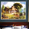 Cross Stitch DIY Diamond Embroidery Thatched Cottage Full Round Diamond Painting Mosaic Home Decor
