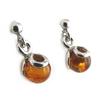 [N1979] - Серебряные серьги «Вдохновение» с янтарем (родиевое покрытие) - 15x7 мм
