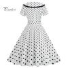 Женское праздничное платье Vinatge, большой подол, контрастный цвет, точечный принт, высокая талия с поясом, молния сзади, короткий рукав, кукольный воротник, 50-е, 60-е годы, выпускной, свадьба, принцесса