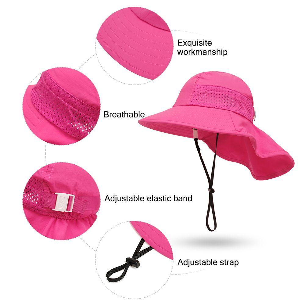 Large Brim Beach Hat Adjustable with Neck Flap Beach Play Hat Kids Sun Hat Sun Protection Hat