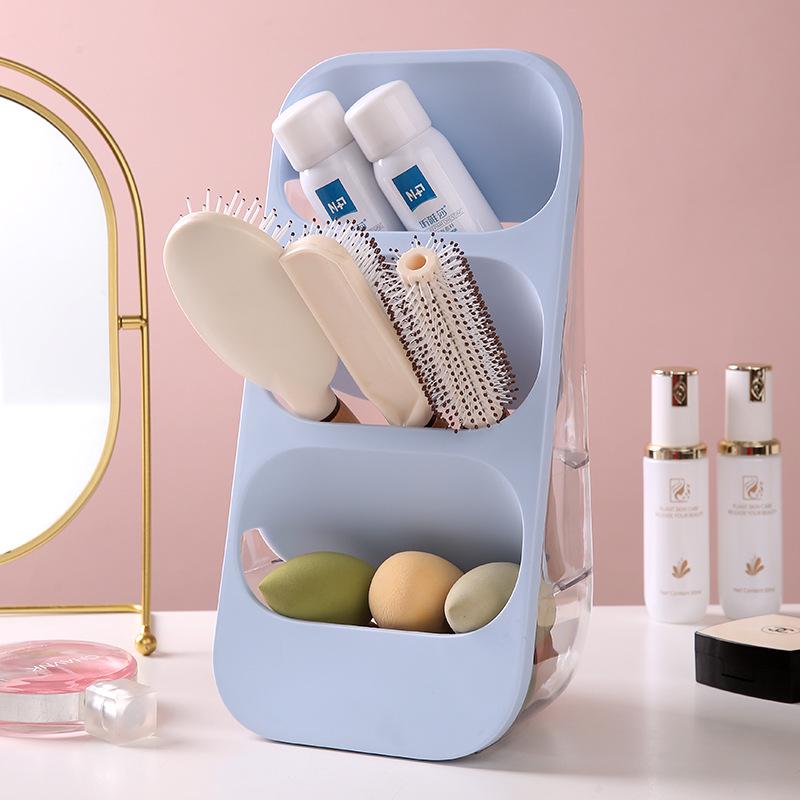 Multi-Layer Chopsticks & Spoon Holder: Dust-Proof, Three-Grid Storage for Kitchen & Cosmetics