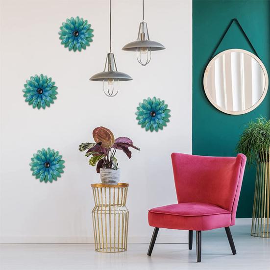 Металлический настенный декор в виде подсолнуха, разноцветные цветы ручной работы для сада, дома, уличного подвесного украшения