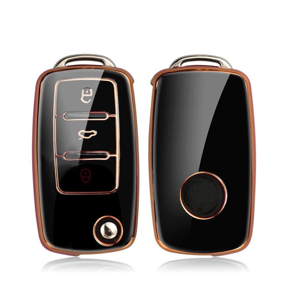 Remote Key Case Soft TPU Shell Cover For VW Volkswagen Polo Golf Passat Beetle Caddy Tiguan Skoda Octavia Kodiaq Car Accessories
