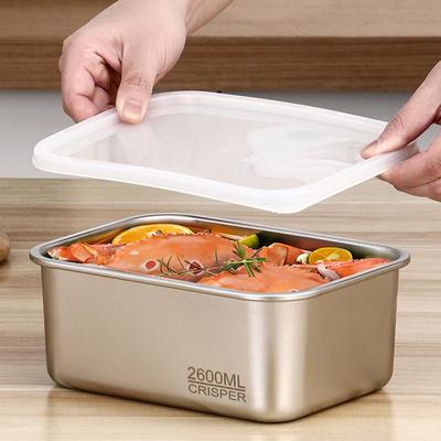 304 Нержавеющая сталь Прозрачный Контейнер Пластиковый Бытовой герметичный контейнер Разогреваемые в микроволновой печи Ланч-боксы
