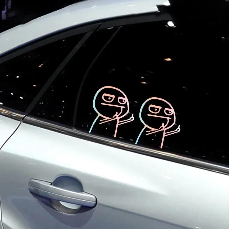 Funny Middle Finger Troll Face Meme Stickers for Bumper Art Kid Decorations Cartoon Wall Anime Cute Car Home Luggage