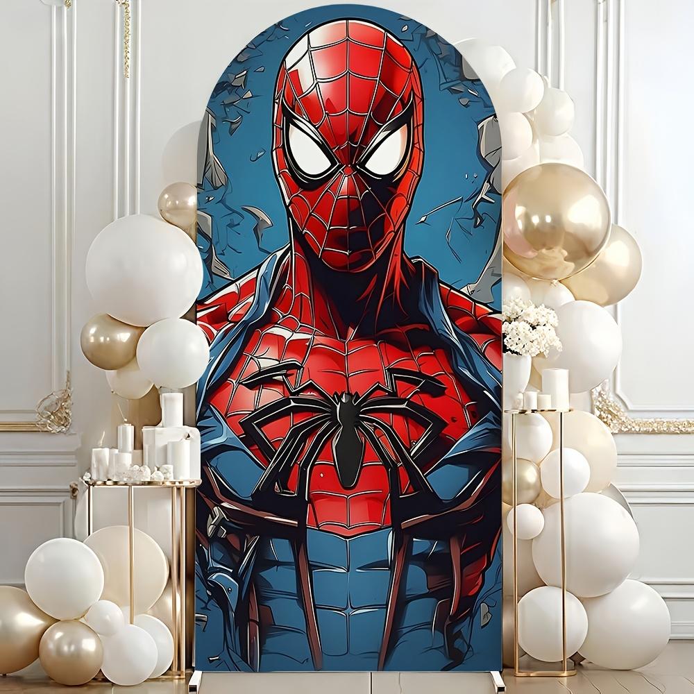 BEPAN Spiderman theme arched background customizable children's birthday party decoration background baby shower props stretch fabric