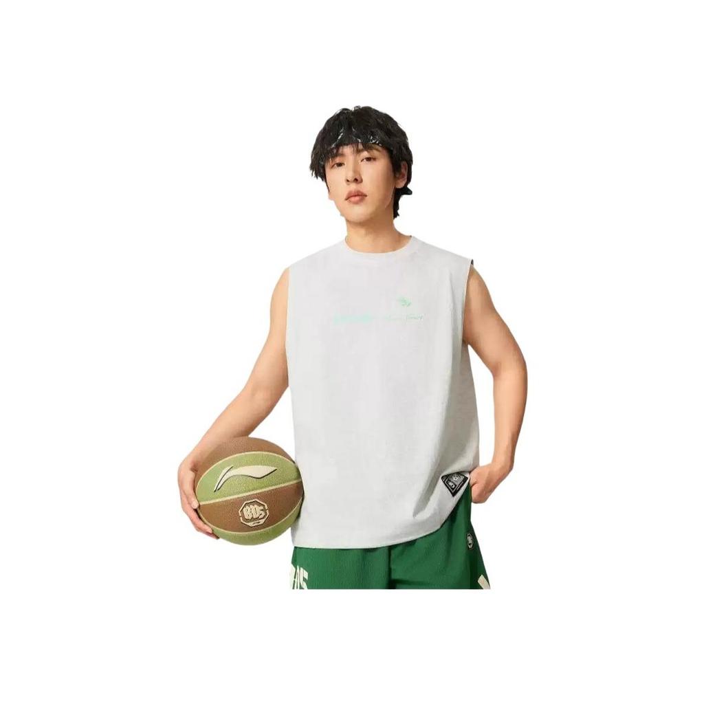 Li Ning Bad Five Модный Универсальный Повседневный Свободный Жилет с Круглым Вырезом и Принтом Букв Мужской Топ Серый AVSV173-1