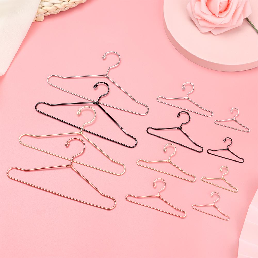 10pcs High Quality Wardrobe Cute Dress Clothes Hanging Metal Doll Accessories Mini Hangers
