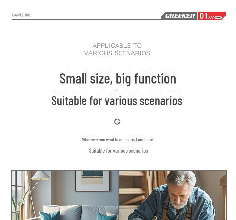 Износостойкая высокоточная рулетка Green Forest - 3 м/5 м Mini, с защитой от порезов