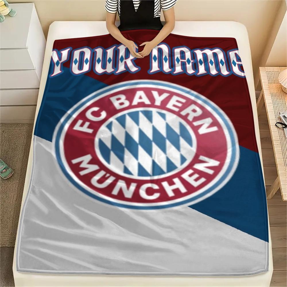 1PC Custom Name Bayern Munich Patterned Flannel Blanket Suitable For All Seasons for Home Decor Warmth and Comfort Gifts Holiday Present