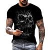 Vintage Horror Skull 3d Print Men's T-shirt Summer Classic Casual O Neck Short Sleeve Fashion Loose Oversized Tops Tee Shirt Men