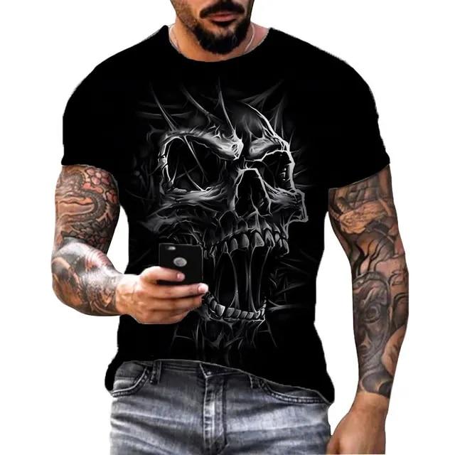 Vintage Horror Skull 3d Print Men's T-shirt Summer Classic Casual O Neck Short Sleeve Fashion Loose Oversized Tops Tee Shirt Men