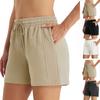 Женские летние свободные повседневные спортивные шорты однотонной расцветки с высокой посадкой и карманами для бега